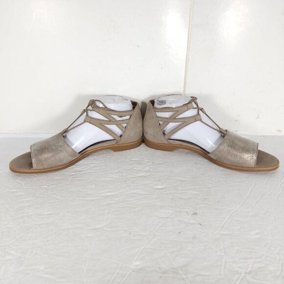Paul Green Women's Morea US 8,5 Uk 6 Leather Metallic Taupe Lace-Up Sandals - Picture 5 of 15